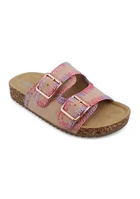Big Kid Girls Little Bleu Whipstitch Footbed Sandals