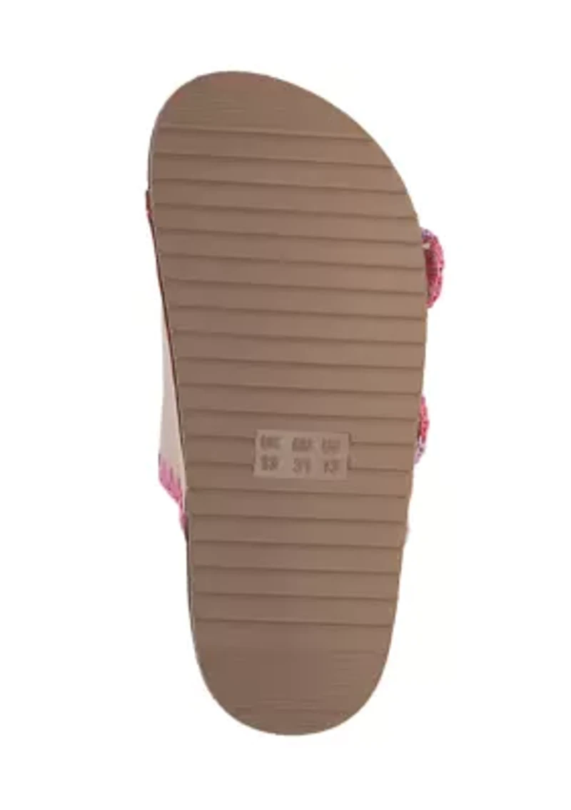 Big Kid Girls Little Bleu Whipstitch Footbed Sandals