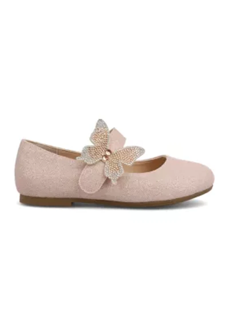 Big Kid Girls Butterfly Glitter Flats