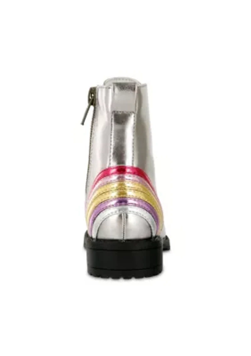 Girls Metallic Rainbow Combat Boots