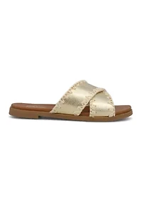Big Girls Ferne Metallic Crossband Slide Sandals