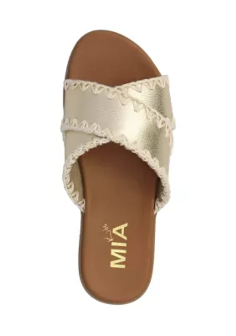 Big Girls Ferne Metallic Crossband Slide Sandals