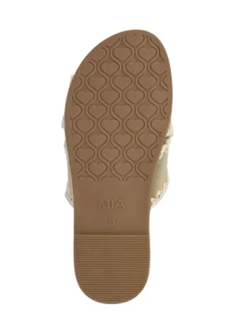 Big Girls Ferne Metallic Crossband Slide Sandals