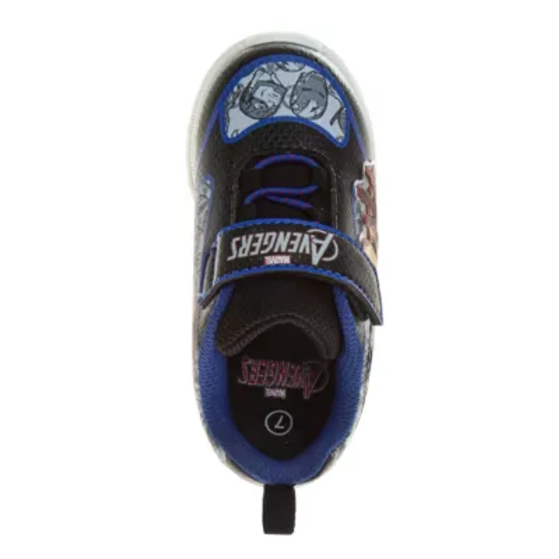 Marvel Avengers, Iron Man, Captain America Boys' Light Up Sneakers. (Toddler/Little Kids)