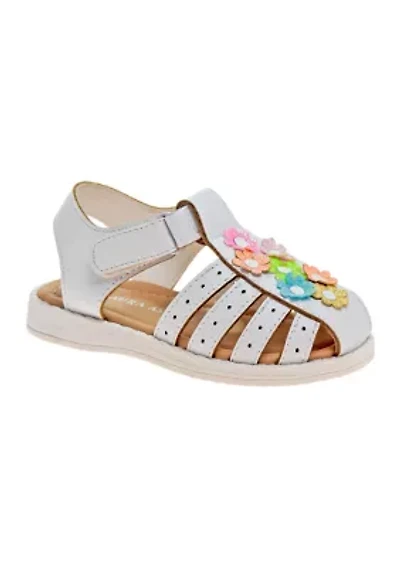 Flower Detail Closed Toe Toddler Girl Sandals