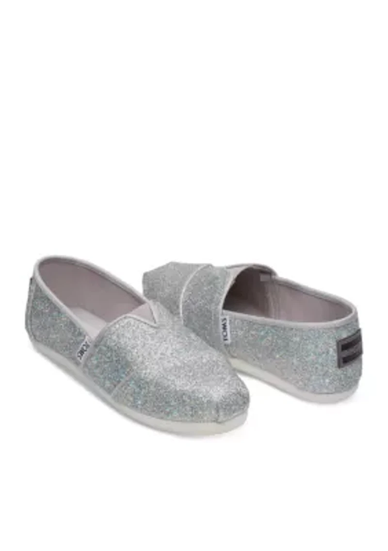 Girls Silver Iridescent Glimmer Shoes