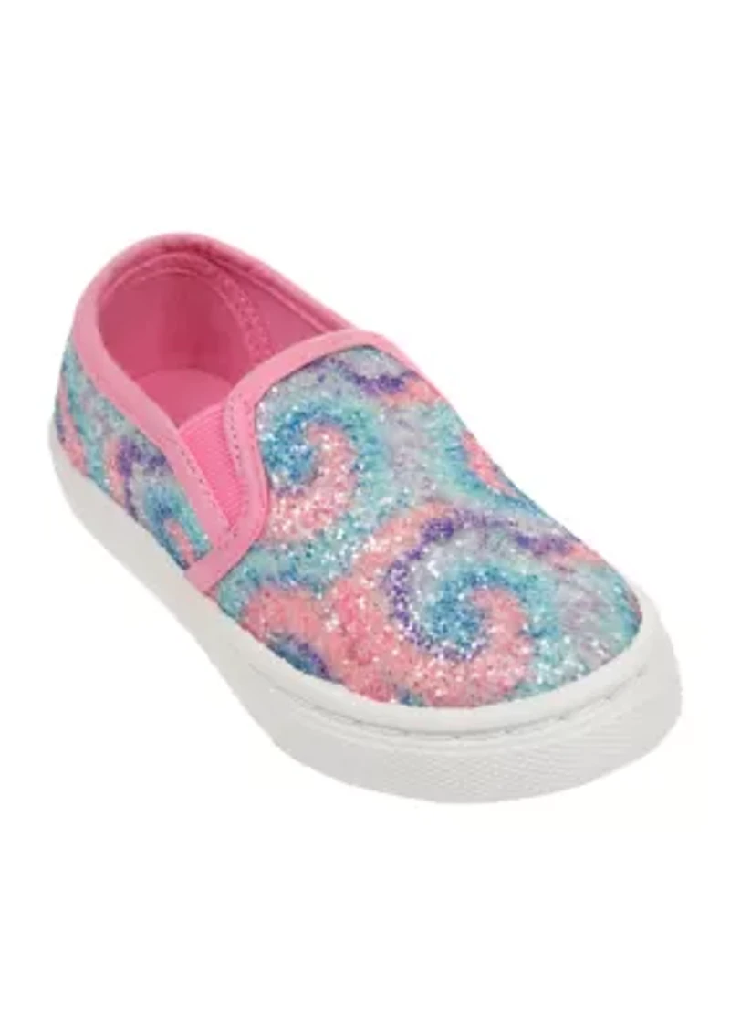 Toddler Girls Tie Dye Glitter Slip On Sneakers