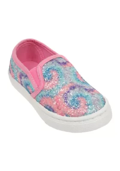 Toddler Girls Tie Dye Glitter Slip On Sneakers