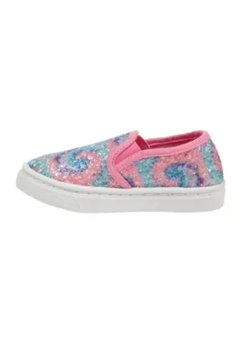 Toddler Girls Tie Dye Glitter Slip On Sneakers