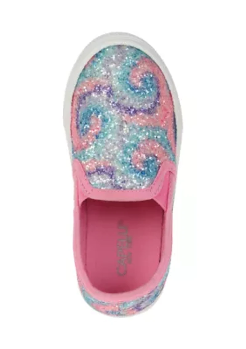 Toddler Girls Tie Dye Glitter Slip On Sneakers