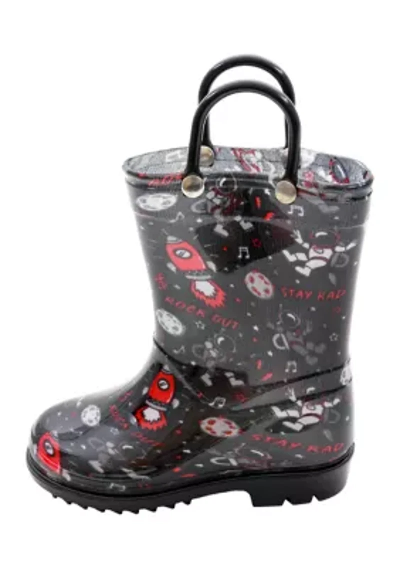 Toddler Boys Rockstar Astronaut Rainboots