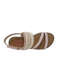 Youth Girls Shadow Beaded Strap Sandals