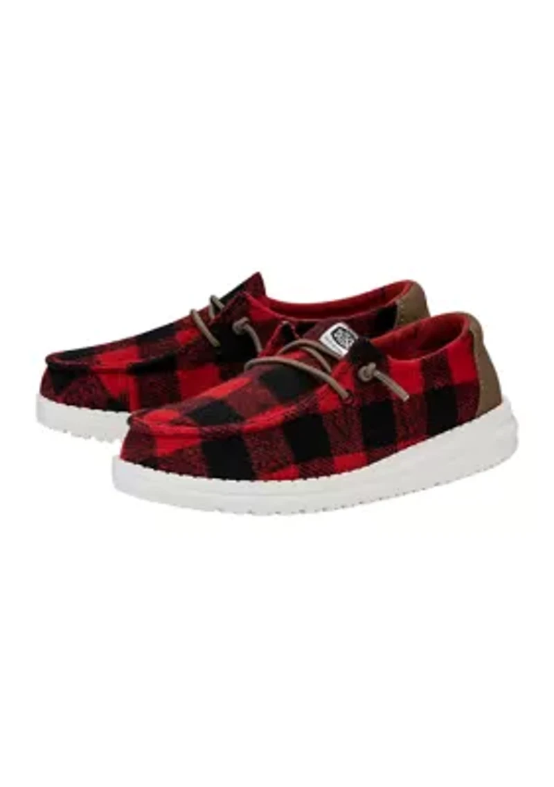 Youth Girls Wendy Buffalo Plaid Sneaker Loafers