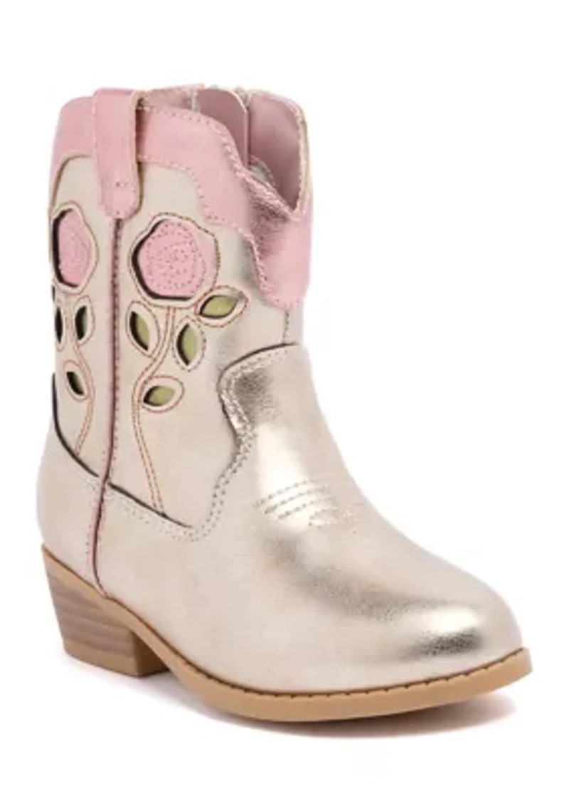 Little Kid Girls Rosette Western Boots