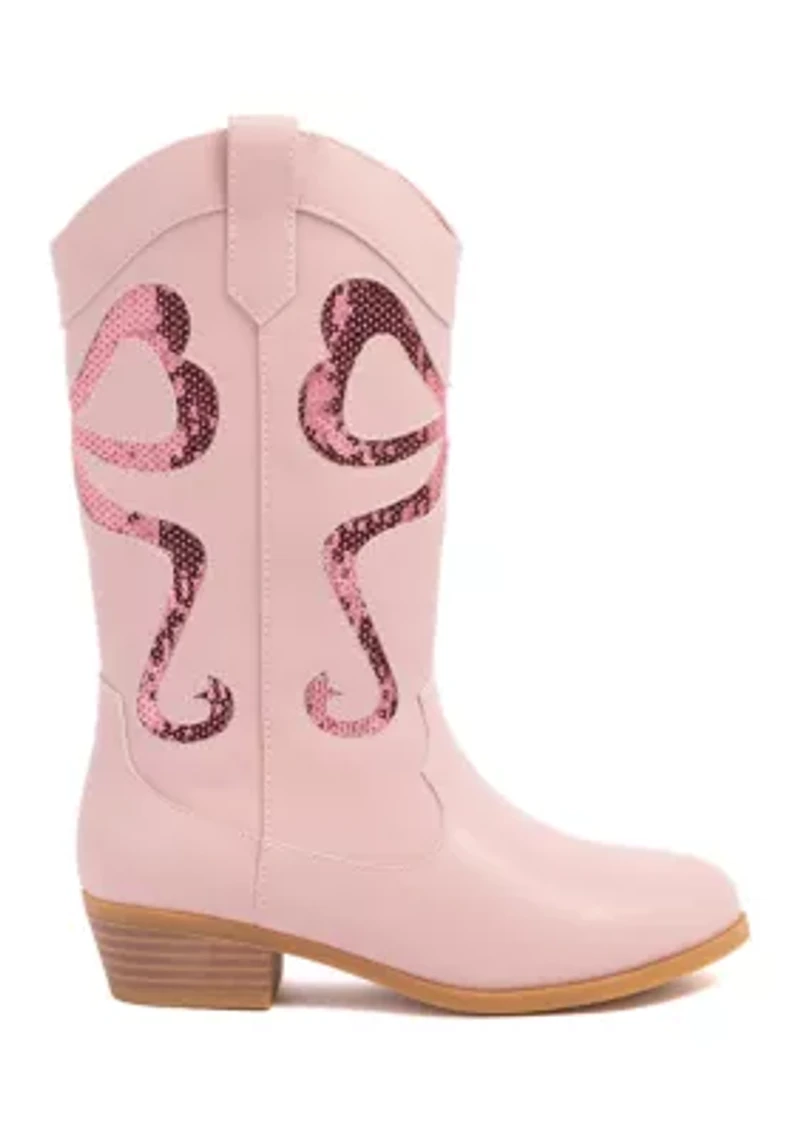 Baysie Sequin Bow Western Boots
