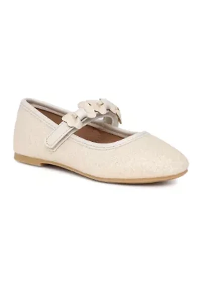 Toddler Girls Lil Flan Sparkly Bow Strap Mary Jane Flats