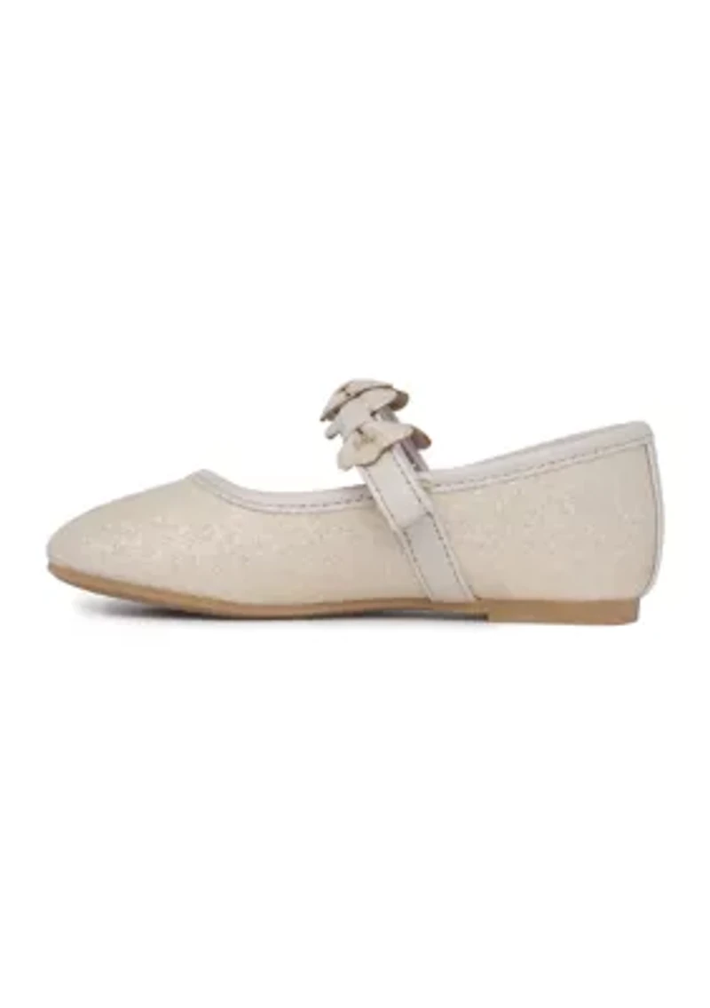 Toddler Girls Lil Flan Sparkly Bow Strap Mary Jane Flats