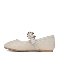 Toddler Girls Lil Flan Sparkly Bow Strap Mary Jane Flats