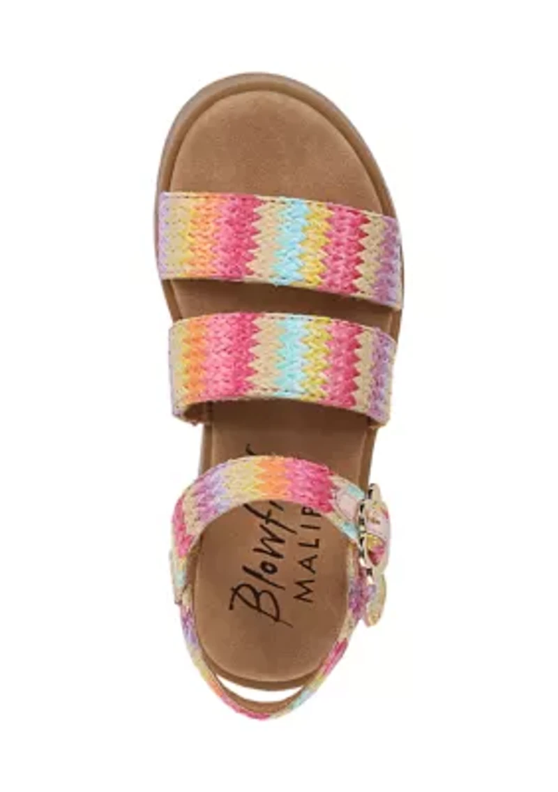 Big Kid Girls Journey Multi Raffia Sandals