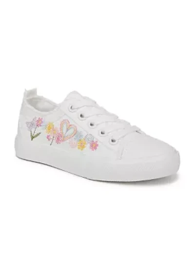 Big Kid Girls Embroidered Floral Sneakers