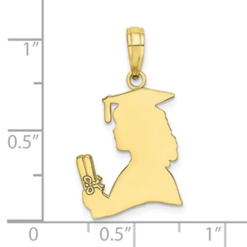 10K Yellow Gold Polished Female Graduation Profile Charm