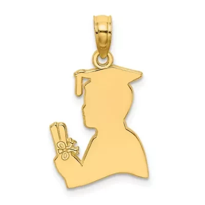 10K Yellow Gold Polished Male Graduation Profile Charm