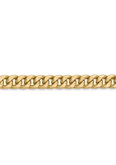 Men's 14k Yellow Gold 6 Millimeter Semi Solid Miami Cuban Chain Bracelet