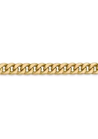 Men's 14k Yellow Gold 6 Millimeter Semi Solid Miami Cuban Chain Bracelet