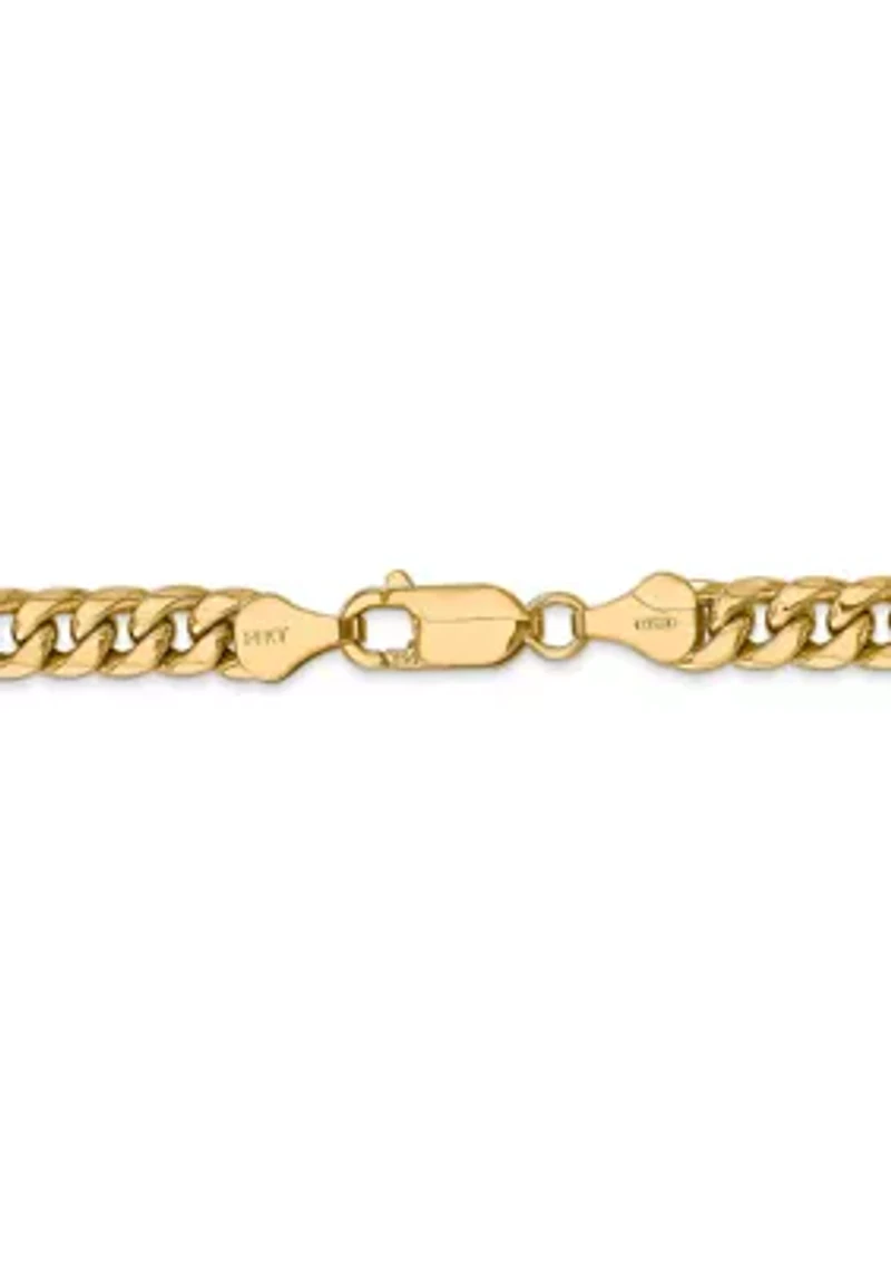 Men's 14k Yellow Gold 6 Millimeter Semi Solid Miami Cuban Chain Bracelet