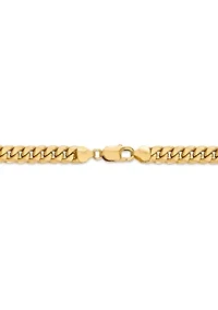 Mens 14K Yellow Gold 7.3mm Semi Solid Miami Cuban Chain Bracelet