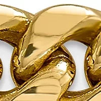 Mens 14K Yellow Gold 9.3 Millimeter Semi Solid Miami Cuban Chain Bracelet