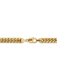 Mens 14K Yellow Gold 9.3 Millimeter Semi Solid Miami Cuban Chain Bracelet