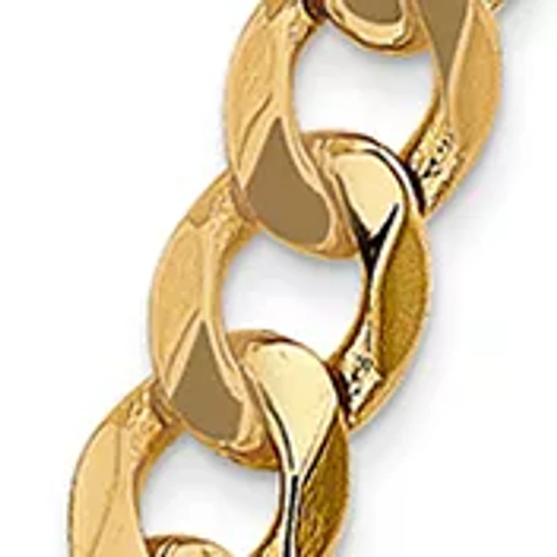 Mens 14K Yellow Gold 7 Millimeter Flat Figaro Chain Necklace