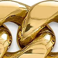 Mens 14K Yellow Gold Millimeter Semi Solid Miami Cuban Chain Bracelet