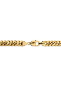Mens 14K Yellow Gold Millimeter Semi Solid Miami Cuban Chain Bracelet