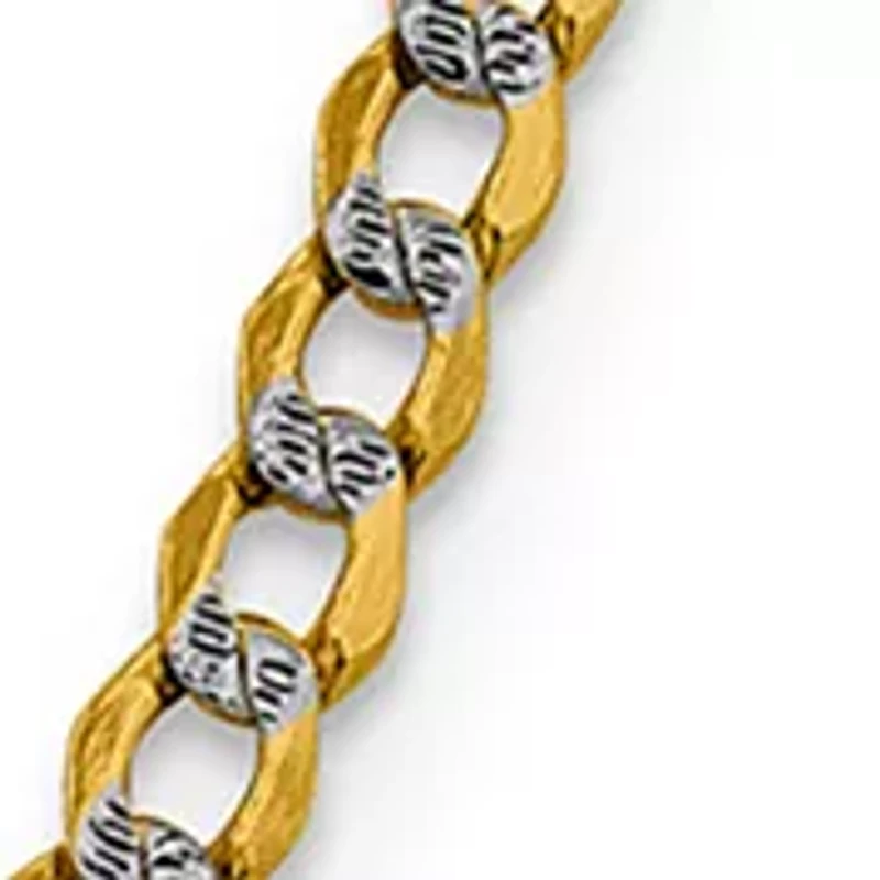Men's 14K Yellow Gold 4.3 Millimeter Semi Solid Pavé Curb Chain Necklace