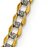 Men's 14K Yellow Gold 4.3 Millimeter Semi Solid Pavé Curb Chain Necklace
