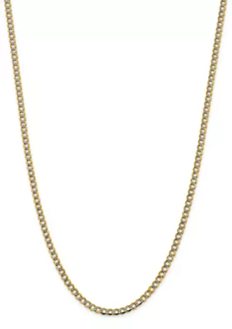 Men's 14K Yellow Gold 4.3 Millimeter Semi Solid Pavé Curb Chain Necklace