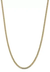 Men's 14K Yellow Gold 4.3 Millimeter Semi Solid Pavé Curb Chain Necklace