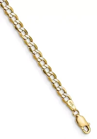 Men's 14K Yellow Gold 4.3 Millimeter Semi Solid Pavé Curb Chain Necklace