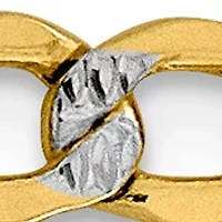 Men's 14K Yellow Gold 5.2 Millimeter Semi Solid Pavé Curb Chain Bracelet