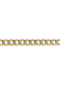 Men's 14K Yellow Gold 5.2 Millimeter Semi Solid Pavé Curb Chain Bracelet