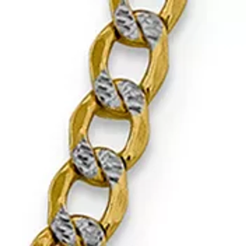 Men's 14K Yellow Gold 5.2 Millimeter Semi Solid Pavé Curb Chain Necklace