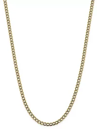 Men's 14K Yellow Gold 5.2 Millimeter Semi Solid Pavé Curb Chain Necklace