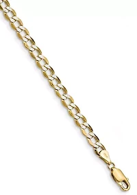 Men's 14K Yellow Gold 5.2 Millimeter Semi Solid Pavé Curb Chain Necklace