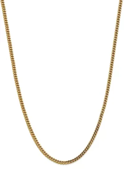 Men's 14K Yellow Gold Millimeter Semi Solid Franco Chain Necklace