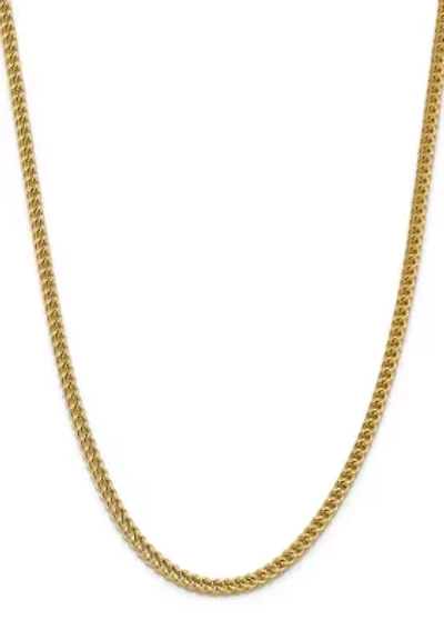 Men's 14K Yellow Gold 4.5 Millimeter Semi Solid Franco Chain Necklace