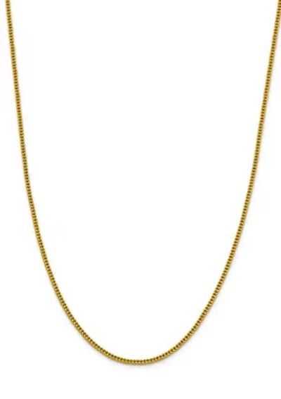 Mens 14K Yellow Gold 2.2 Millimeter Semi Solid Franco Chain Necklace