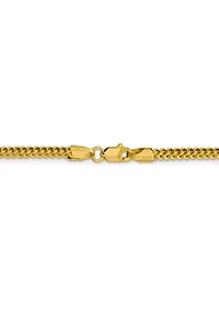 Mens 14K Yellow Gold 2.2 Millimeter Semi Solid Franco Chain Necklace