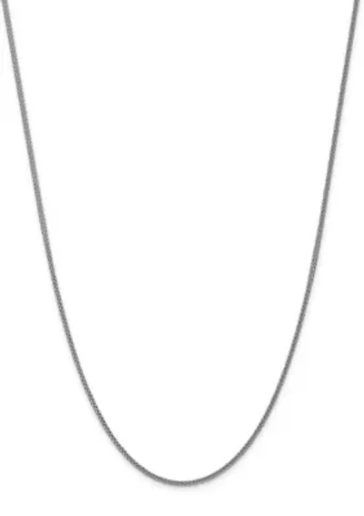 Mens 14K White Gold 2 Millimeter Semi Solid 3-Wire Wheat Chain Necklace